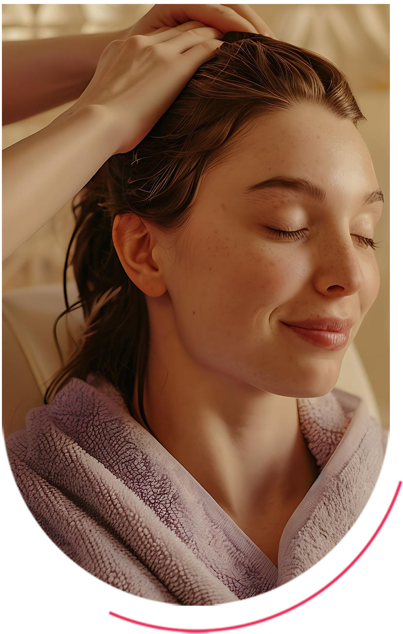 Client receiving a facial mask at Ashtamudi Beauty Salon